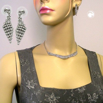 Set StrassKette und Strass-Ohrstecker