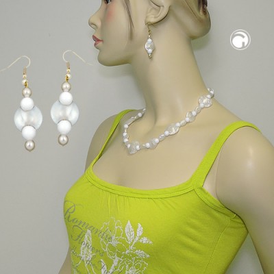 Ohrhaken Perle weiß seidig-weiß