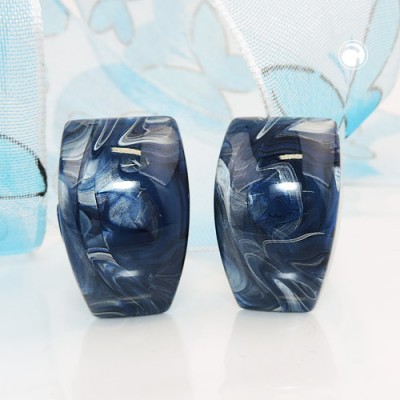 Ohrring Trapez blau-grau-marmoriert