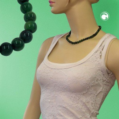 Collier Halskette Perlen 8mm grün-marmor 45cm