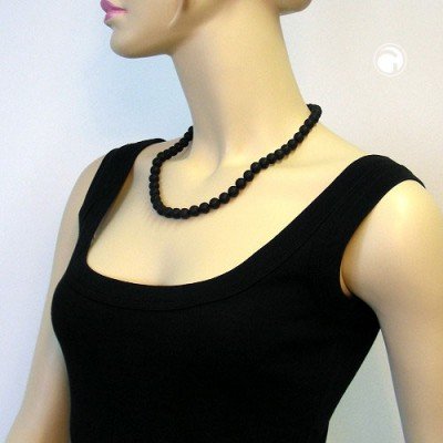 Collier Halskette Perle 10mm schwarz-glanz 50cm