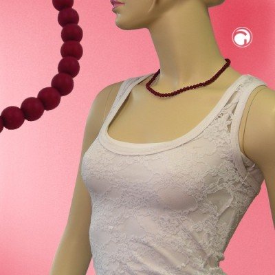 Collier Halskette 6er Perlen weinrot-matt 42cm