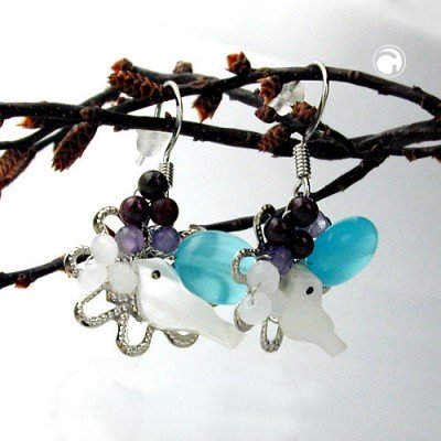 Ohrhaken Blume mit kleinem Vogel