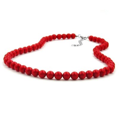 Collier Halskette Perle 8mm rot-glänzend 80cm