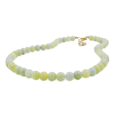 Collier Halskette Perlen 10mm türkis-grün-gelb 45cm