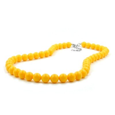 Halskette Perlen 10mm gelb-glänzend 70cm