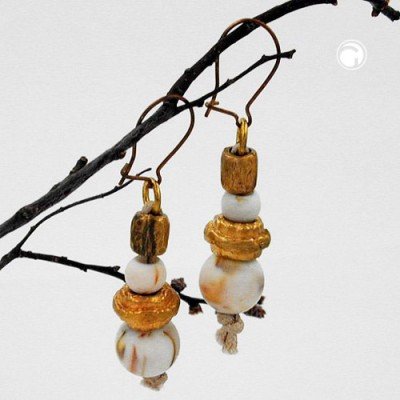 Ohrhaken 2 Perlen high-gold