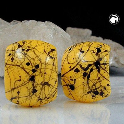 Ohrring HalbCreole gelb Faden schwarz