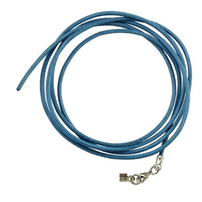 Lederband Rindleder hellblau gefärbt mit Verschluss silberfarbig