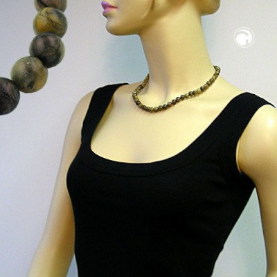 Collier Halskette Perlen oliv-marmoriert 50cm