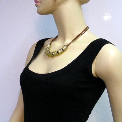 Collier Halskette Steinperle gelb-transparent 50cm
