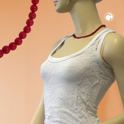 Collier Halskette Perle 6mm rot-glänzend 45cm