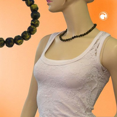 Collier Halskette Barockperle oliv-grün 45cm