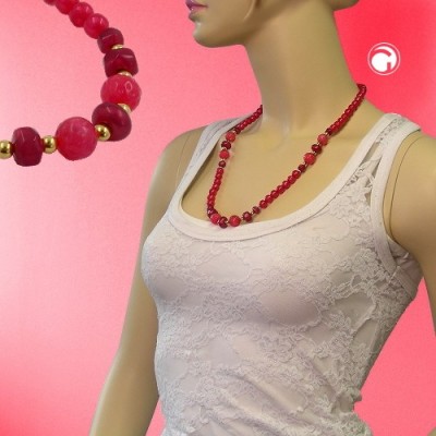 Collier Halskette Perle himbeer-matt 60cm
