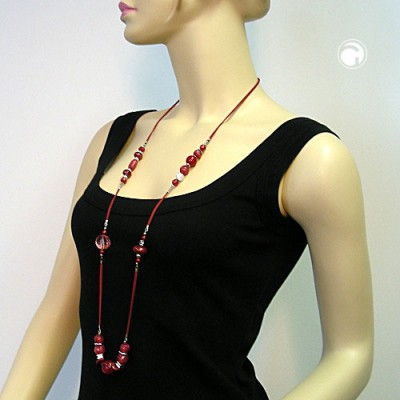 Collier Halskette pink-rot-himbeer chrom 100cm
