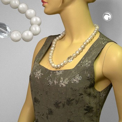 Collier Halskette Perlen 14mm wachsweiß 60cm