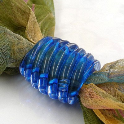 Tuchperle Spirale blau-transparent