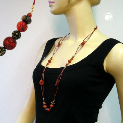 Collier Halskette rotbraun und schildpatt 100cm