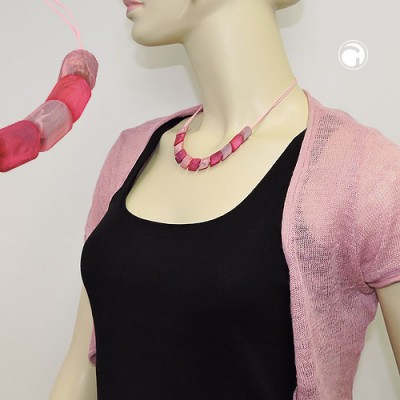 Halskette Schrägperle rosa-pink Kordel 45cm