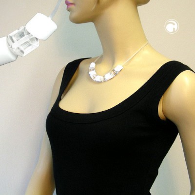 Collier Halskette Schrägperlen weiß-transparent 45cm