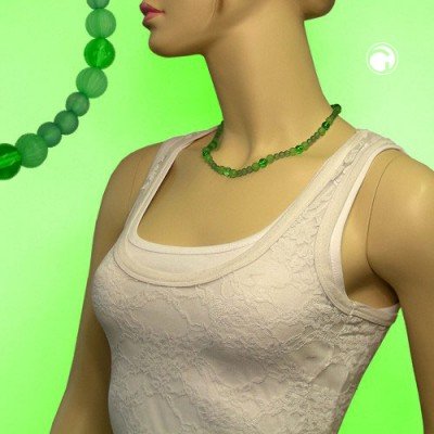 Collier Halskette Perlen hellgrün-transparent 45cm