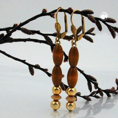 Ohrring Holz braun-gold