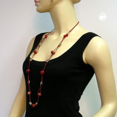 Halskette johannisbeer-rot Gold-farbig 100cm