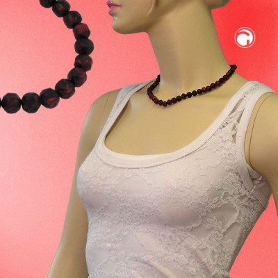 Collier Halskette Barockperle rot-schwarz 42cm