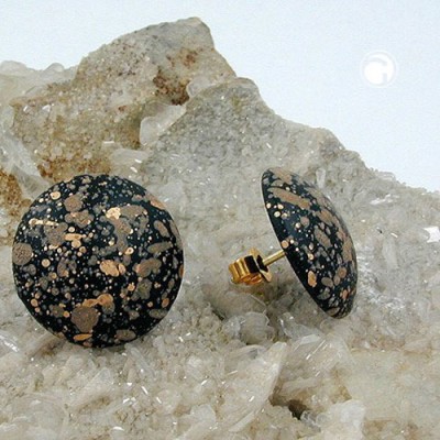 Ohrstecker schwarz-braun-gold gefleckt