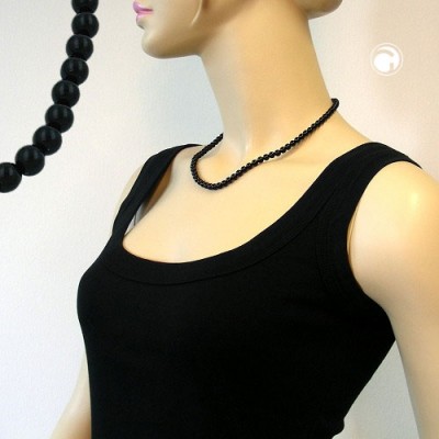 Collier Halskette Perle 6mm schwarz-glänzend 45cm
