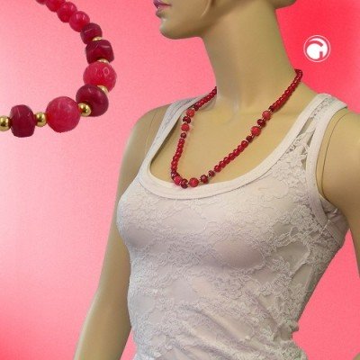 Collier Halskette Perle himbeer-matt 60cm