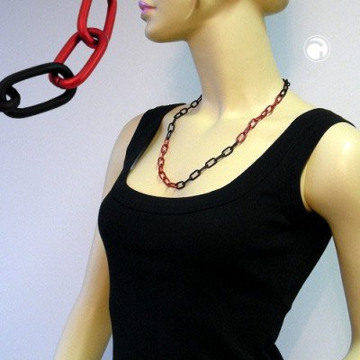 Halskette Anker weit 8mm rot-schwarz-rot 60cm