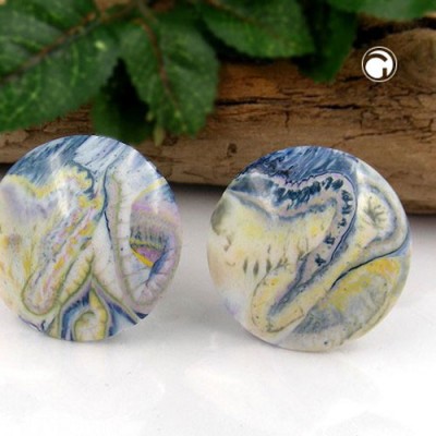 Ohrring 30mm gelb-blau-weiß-rosa