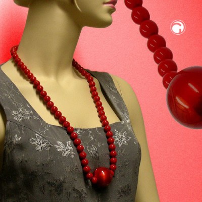 Collier Halskette Perlen 35/12mm rot-ton 75cm