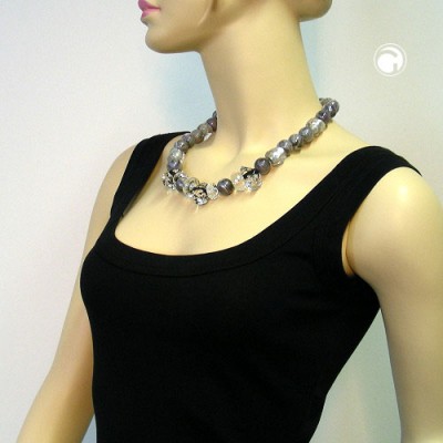 Collier Halskette kristall-silber-grau 55cm