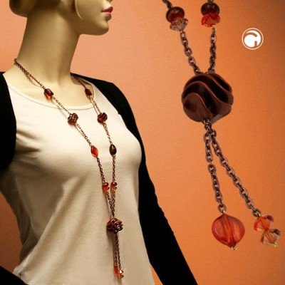 Collier Halskette Spirale kupferbraun Ankerkette 90cm