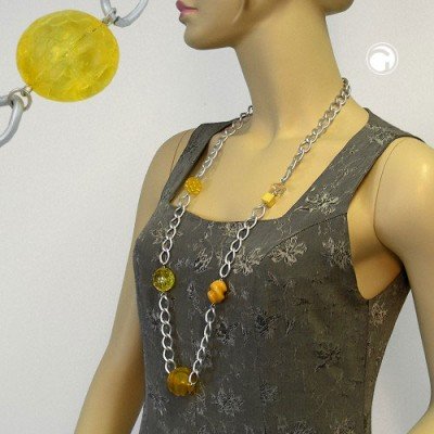 Collier Halskette Weitpanzer Perle gelb 95cm