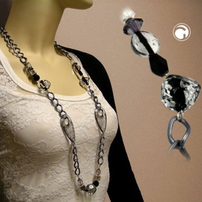 Collier Halskette grau-transparent Panzerkette 90cm