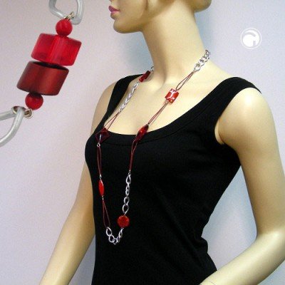 Collier Halskette rot-transparent Weitpanzer 100cm