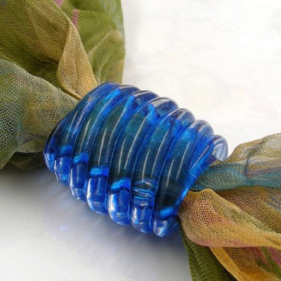 Tuchperle Spirale blau-transparent
