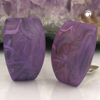 Ohrring Trapez lila-marmoriert-matt