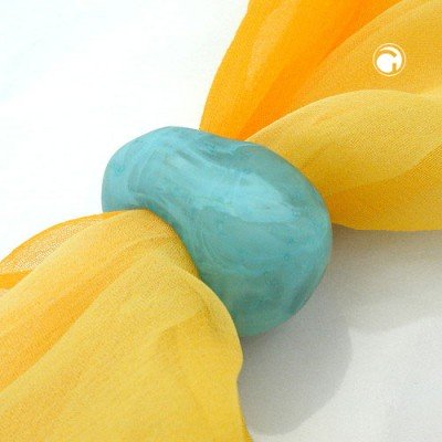 Tuchperle oval türkis-marmoriert