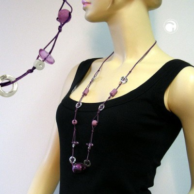 Collier Halskette Walze lila seidig-glänzend 90cm