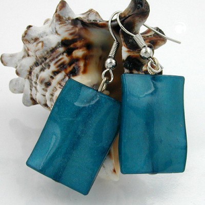 Ohrhaken Viereck petrol seidig glänzend