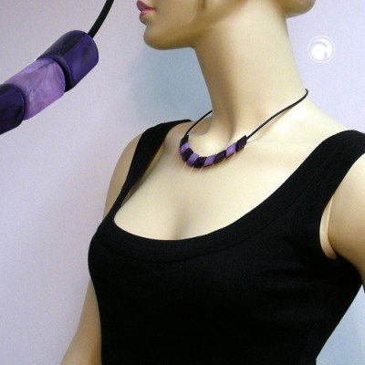 Collier Halskette Schrägperlen lila-flieder 45cm