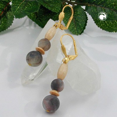 Ohrring dunkel-horn Holz hell