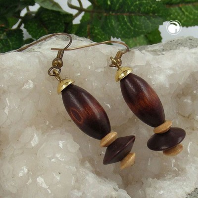 Ohrring Holz dunkel und hell