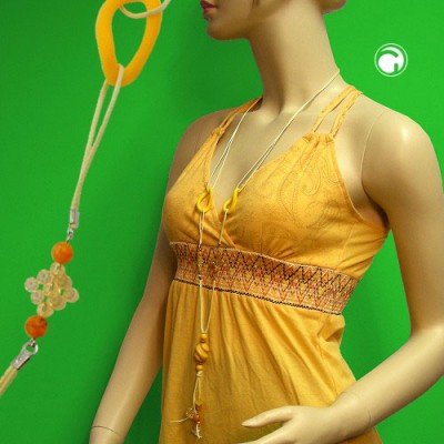 Collier Halskette Schraubenperle gelb ocker 100cm