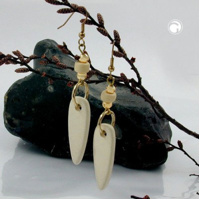Ohrhaken Keramik creme-gold