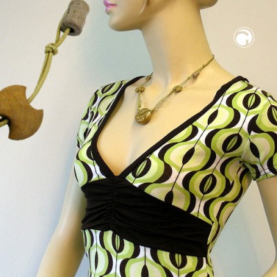 Collier Halskette Scheibe oliv-seidig 50cm